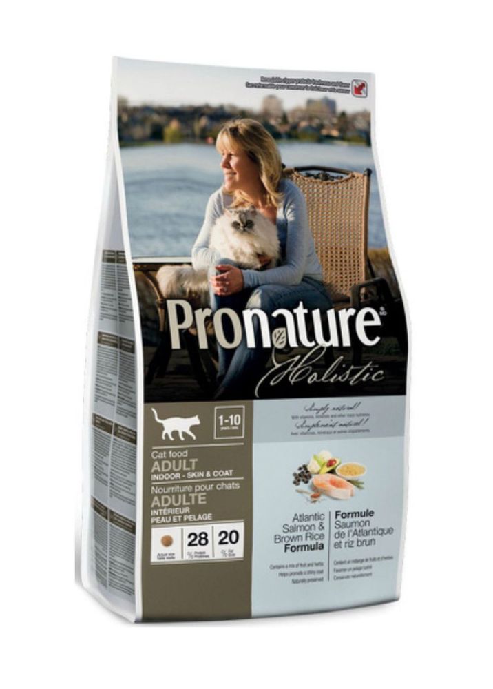 Сухой корм Pronature Holistic для кошек для кожи и шерсти, лосось с рисом 340 г