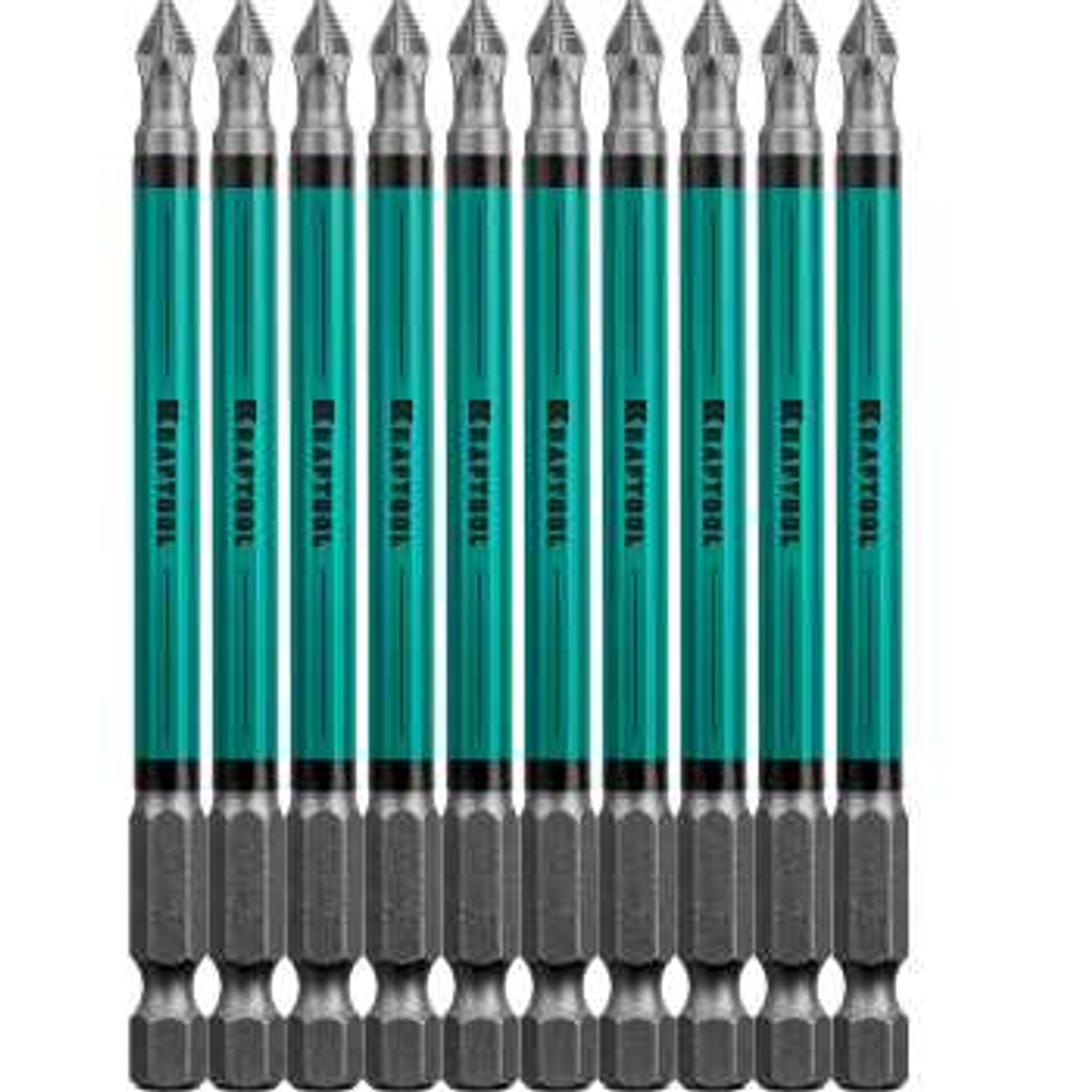 Биты, PZ2, тип хвостовика E 1/4, 100 мм, 10 шт в блистере, KRAFTOOL Optimum Line , 26124-2-100-10