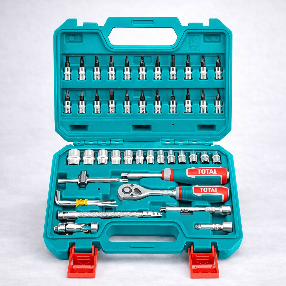 Набор инструментов, 1/4" с трещеткой (72 зуба), 46 предметов TOTAL