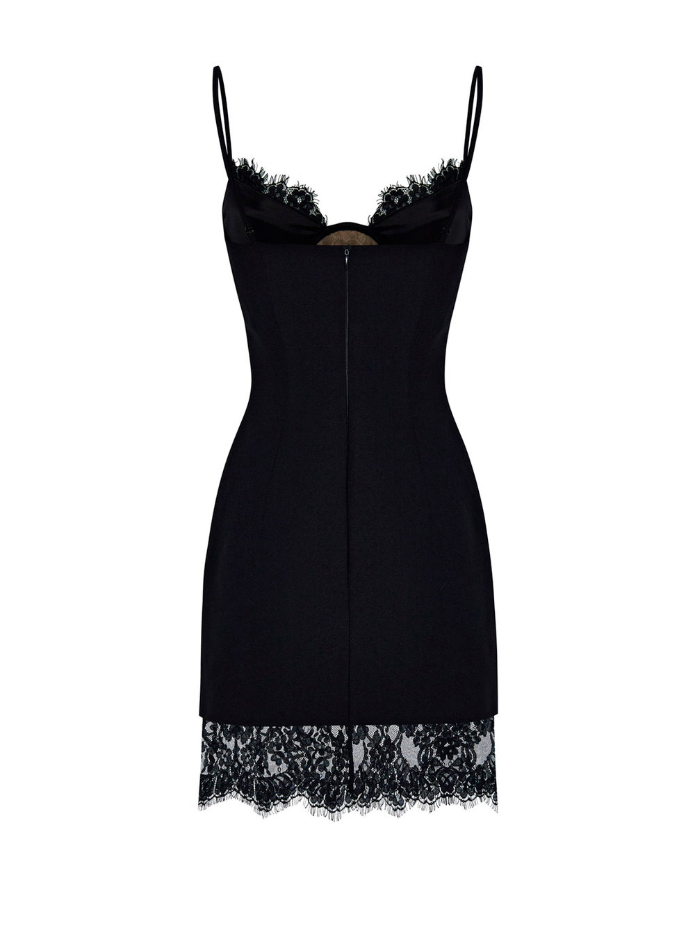 Платье мини из крепа и кружева