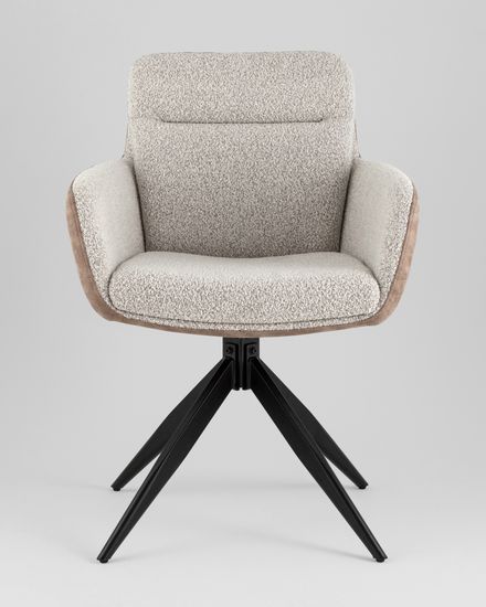 Стул обеденный поворотный Wick светло-серое букле c бежевой экокожей