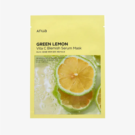 ANUA Маска тканевая осветляющая для лица с цитрусовыми экстрактами Green Lemon Vita C Blemish  Serum Mask 25ml