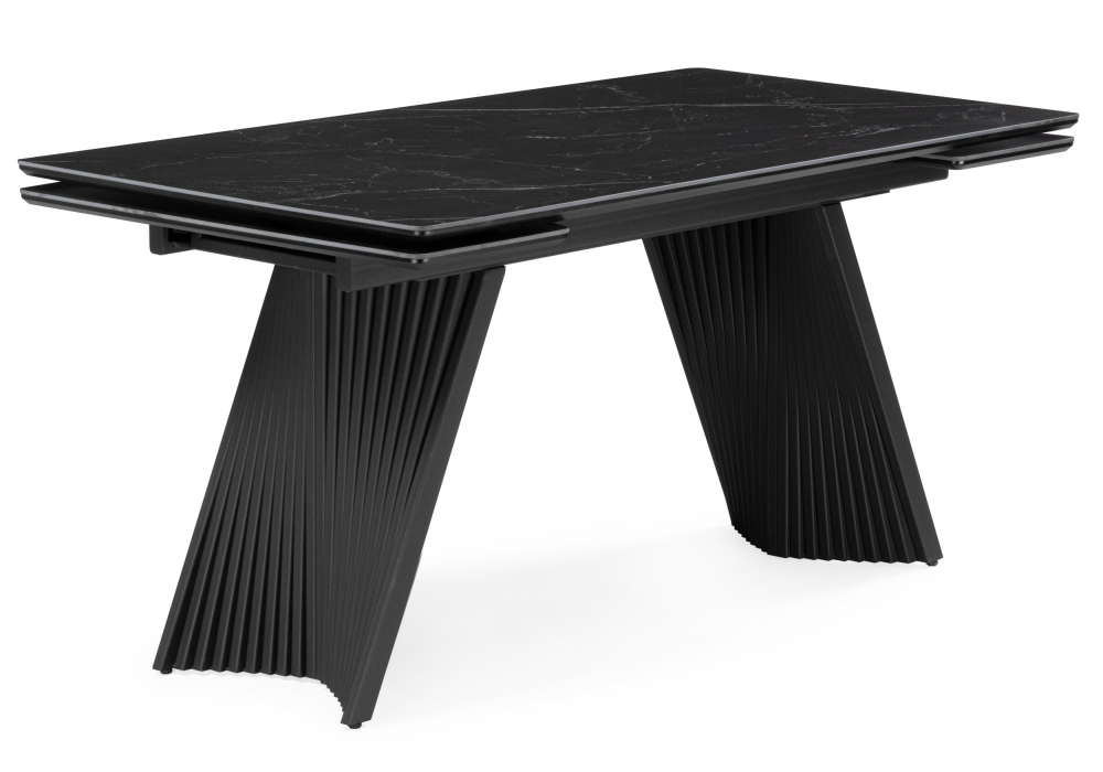 Керамический стол Woodville Вейв 140(200)х80 shakespeare black, черный