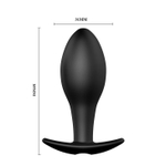 Чёрная анальная пробка с пультом управления - 8,5 см.