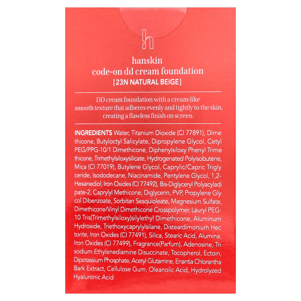Hanskin, Code-On DD Cream, тональный крем, 23N натуральный бежевый, 35 мл (1,18 жидк. унции)