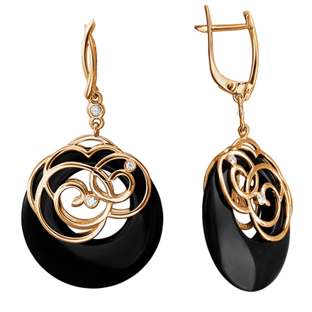 Серьги с агатом из серебра 925 пробы JA-S-10123А-1