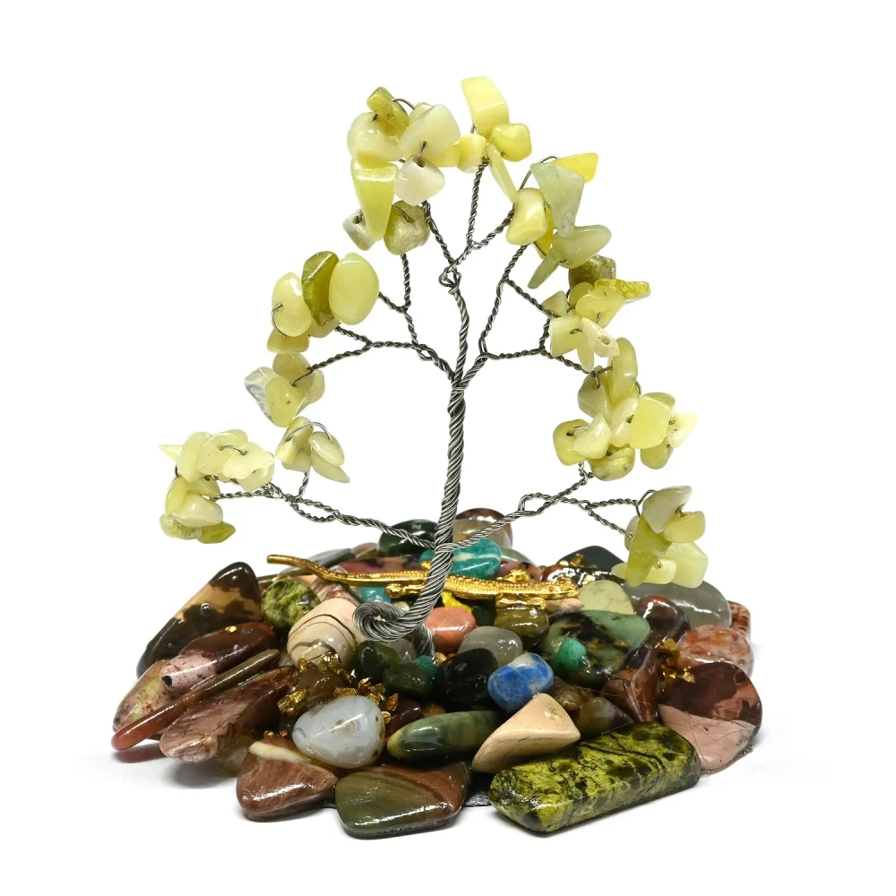 Дерево счастья с нефритом желтым среднее 100*100*115мм.