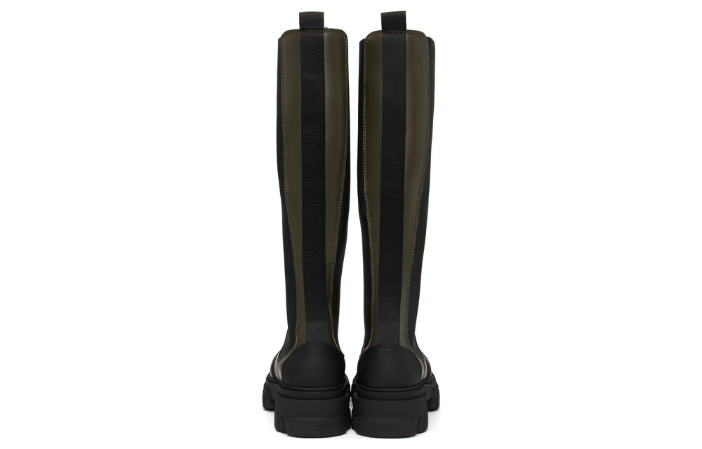 Alexander McQueen Tread Slick Knee High Boots Khaki Black Women"s