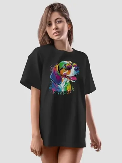 Футболка оверсайз с принтом собакой Бигль Корги Хаски