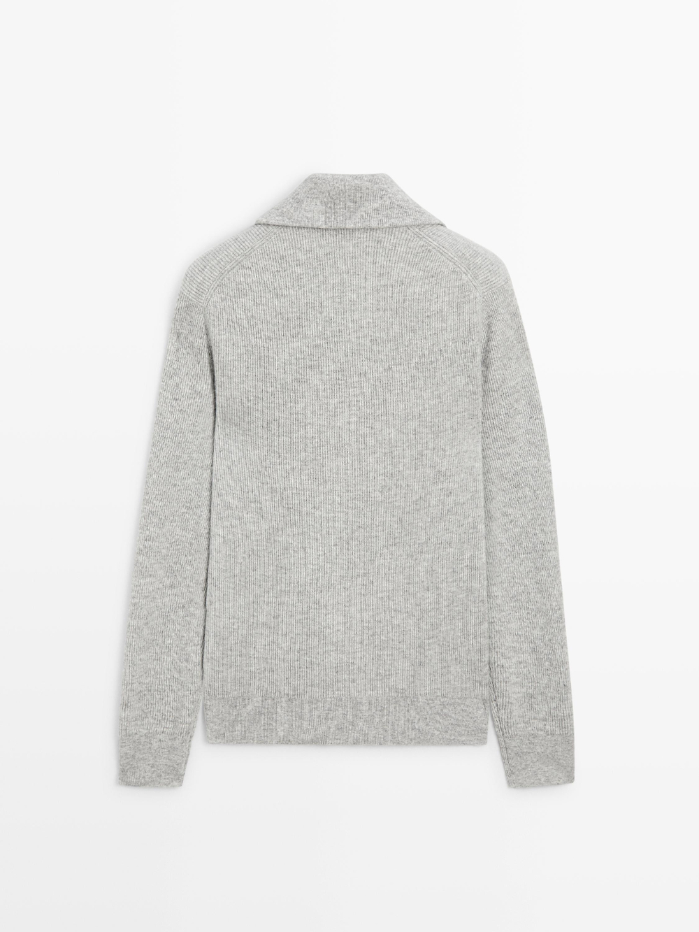 Massimo Dutti Вязаный свитер с воротником-стойкой на молнии, серый
