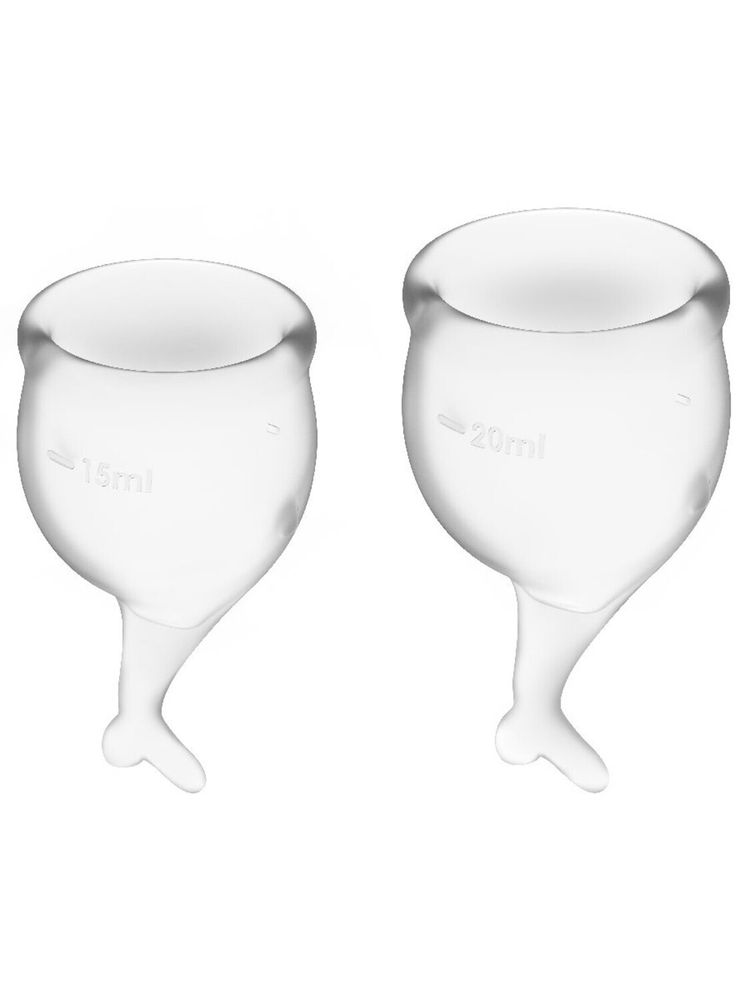 Набор менструальных чаш 2 шт,15 и 20 мл Feel Secure Menstrual Cup Transparent с хвостиком