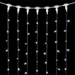 Светодиодный занавес 2*2 м., 400 белых LED ламп, мерцание, прозрачный провод ПВХ, LTC (PCL402BLW-10-2W)