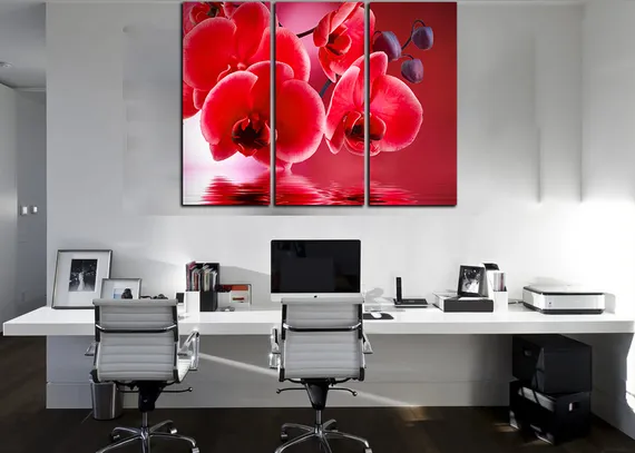 Модульная картина "Красные орхидеи"