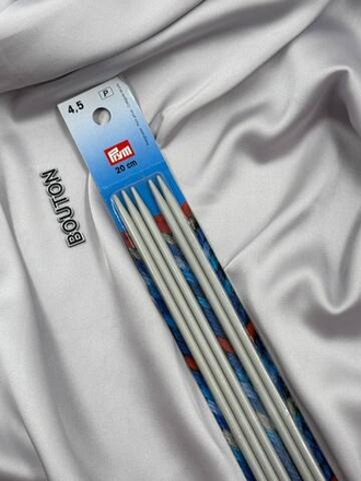 Спицы PRYM чулочные алюминий d 4.5 мм 20 см 5 шт с острием на обоих концах