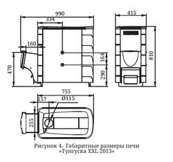 Печь TMF Тунгуска XXL 2013 Inox ДА терракота габариты