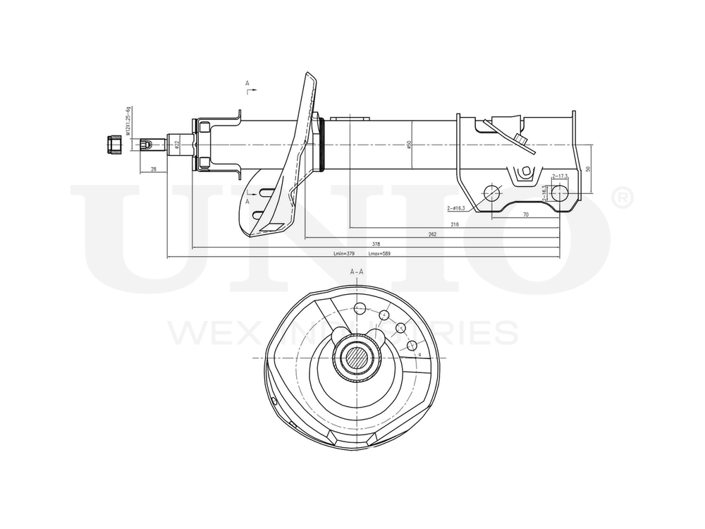 Амортизатор газовый передней подвески правый UNIO SAB-10049