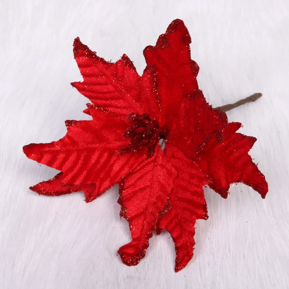 Украшение новогоднее «Пуансеттия-Метелица» 15 см, Красный