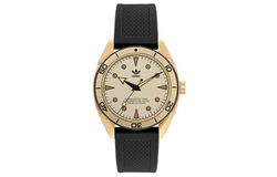 Adidas Originals FASHION Wrist Watch Quartz Movement Silicone Strap 43mm Beige Watch Dial Men"s Watches