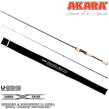 Спиннинг  штекерный угольное 2 колена Akara Trout E.L Sport UL (0,5-4,5) 1,98 м с разнесенной ручкой