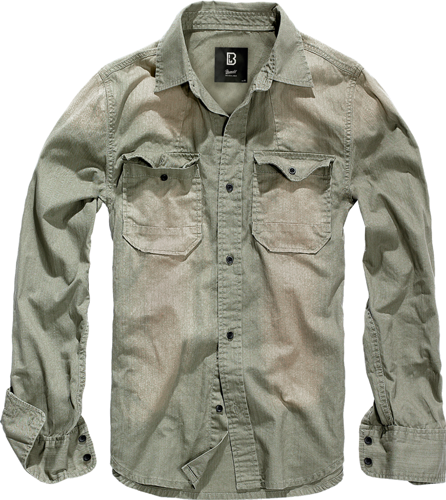 Brandit HARDEE DENIM SHIRT LONG SLEEVE olive-grey