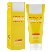 Очищающая гелевая пенка с витаминами FarmStay Derma Cube Vita Clinic Cleansing Gel Foam 180мл