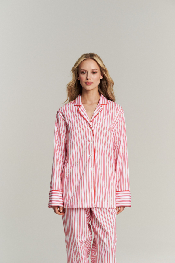 Рубашка с кантом из сатина в полоску