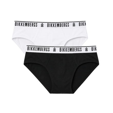 Набор мужских трусов брифов 2в1 (черные, белые) Bikkembergs BKK42USP19BI