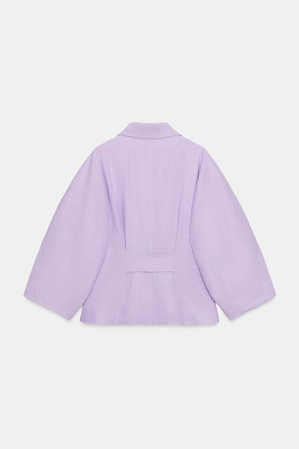 ZARA КУРТКА ИЗ ЛЬНА С ОБЪЕМНЫМИ РУКАВАМИ, ЦВЕТ МАЛЬВЫ