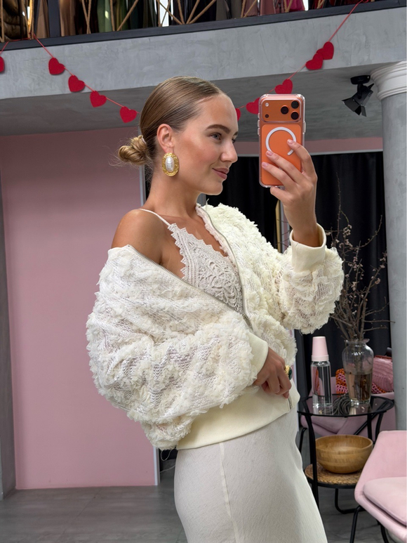 Кружевной бомбер Boho белый