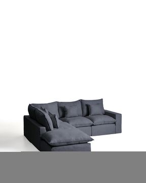 Угловой диван Anarela на 4 места со съемными чехлами из темно-серого льна и вискозы, 287 x 307