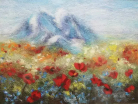 Набор для валяния (живопись цветной шерстью) Тянь-Шань 21x29,7см (А4)