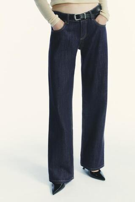 ZARA ДЖИНСЫ TRF WIDE LEG С НИЗКОЙ ПОСАДКОЙ, ТЕМНЫЙ ИНДИГО