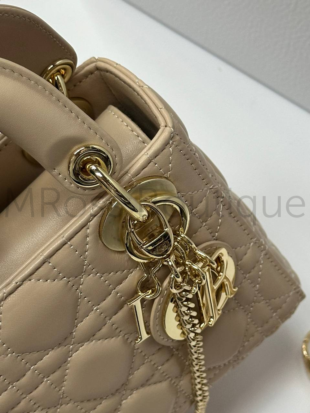 Женская сумка Lady Dior My ABC квадратная бежевого цвета