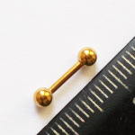 Микроштанга 8 мм с шариками 3 мм, толщина 1,2 мм. Медицинская сталь, титановое покрытие ( золотистая) 1 шт.