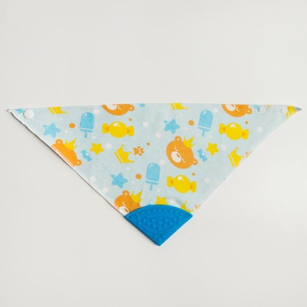 5112545 Нагрудник -бандана непромокаемый, с прорезывателем «Мишка» на кнопке