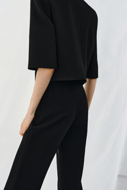 ZARA РАСКЛЕШЕННЫЕ БРЮКИ С РАЗРЕЗАМИ ZW COLLECTION, ЧЕРНЫЙ