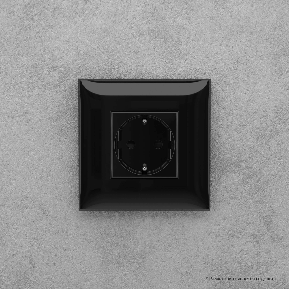 Розетка в стену, 2P+E, с з/ш, "Avanti", "Черный квадрат"