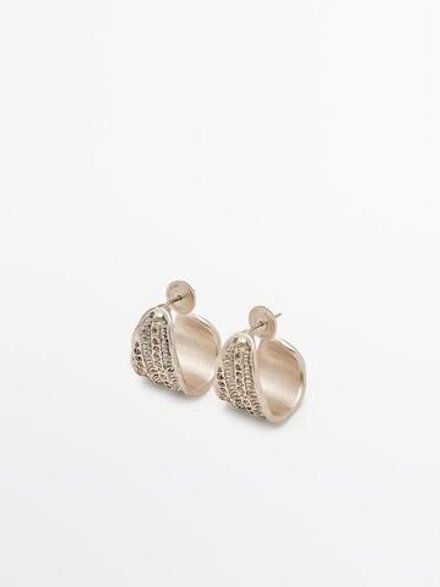 Massimo Dutti Серьги-кольца в винтажном стиле, серебряный