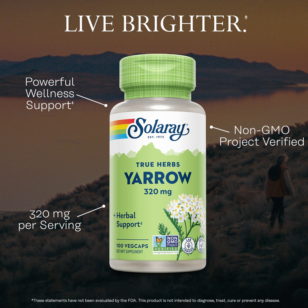 Solaray, True Herbs, тысячелистник, 320 мг, 100 растительных капсул