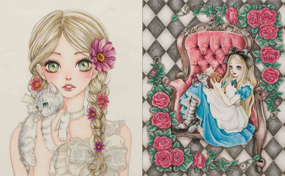 Nelco Neco Modern Girls and Cats. Coloring Book