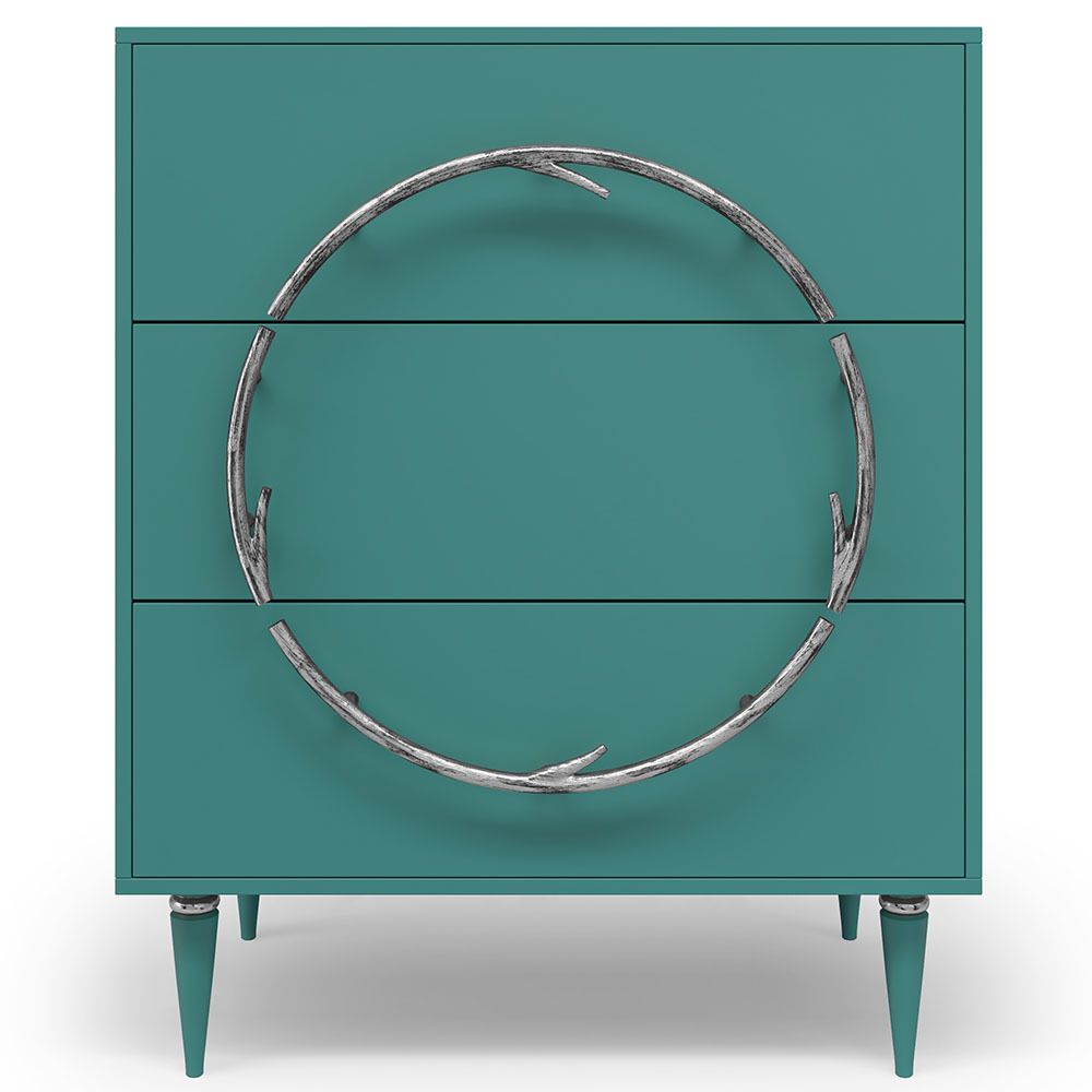 Комод Арт Колор matte Классик Сильвер с 3 ящиками Пастельно-синий матовый