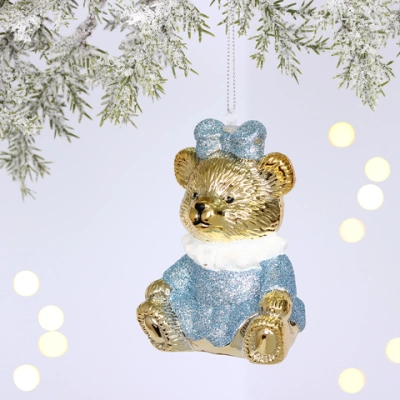 Ёлочная игрушка «Милая медведица» 7,5*6*9,5 см, Голубой
