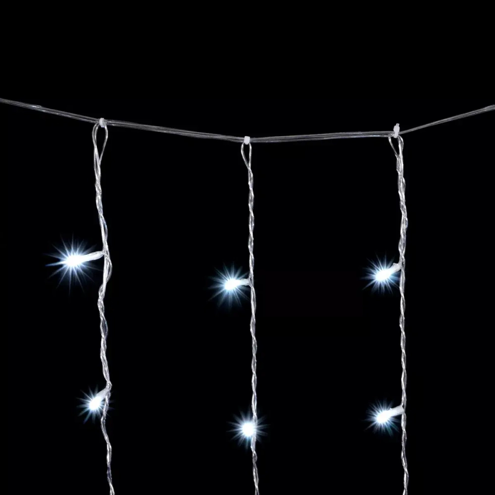 Светодиодный занавес 2*3 м., 600 белых LED ламп, мерцание, облегченный, прозрачный провод ПВХ, LTC (PCL600NOTBLW-10-2W)