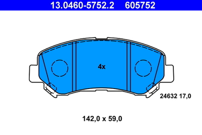 ATE - 13046057522-ATE - Brake Pad Set, disc brake