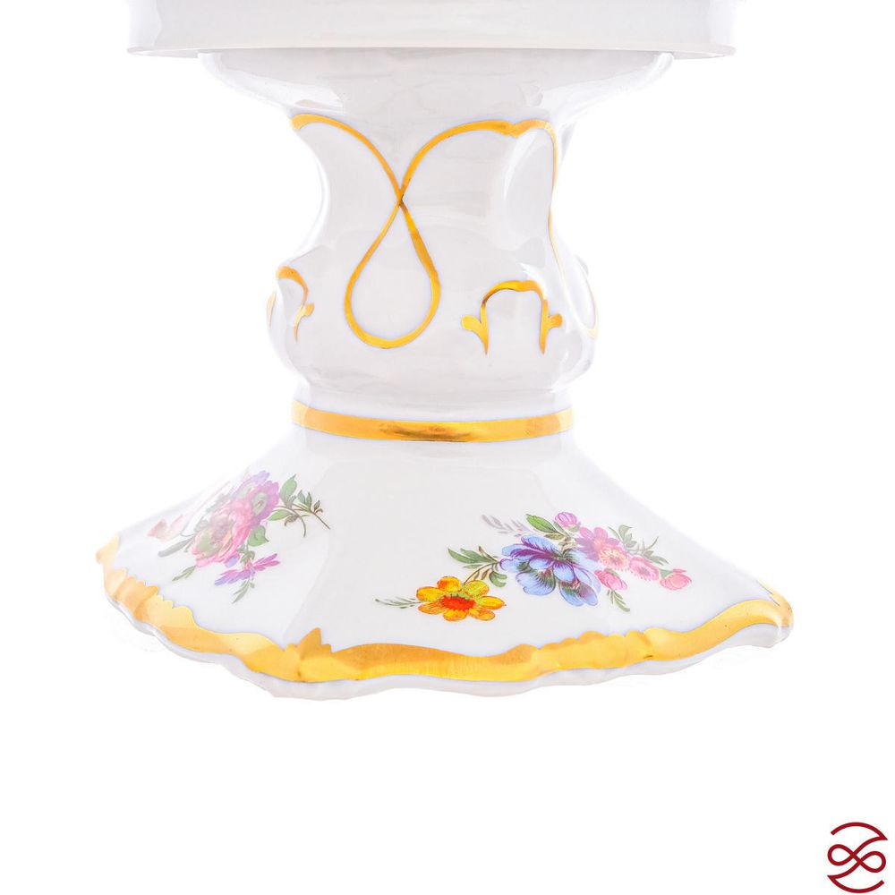 Конфетница на ножке Queen's Crown Мейсенский букет 27см