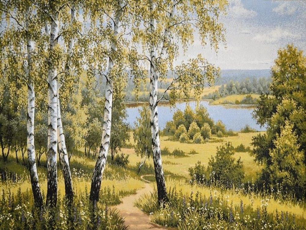 Гобеленовая картина &quot;D. ПЯТЬ БЕРЁЗ&quot; в багетной раме, Россия.