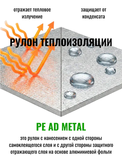 Рулон теплоизоляции из вспененного полиэтилена самоклеящийся K-FLEX PE AD METAL - по 1 метру