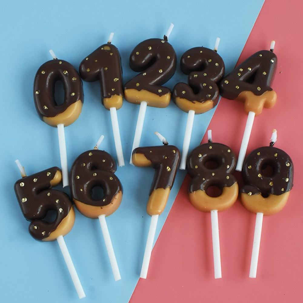 Свечи-цифры «Пончик с шоколадной глазурью» 7 см, 1 шт.