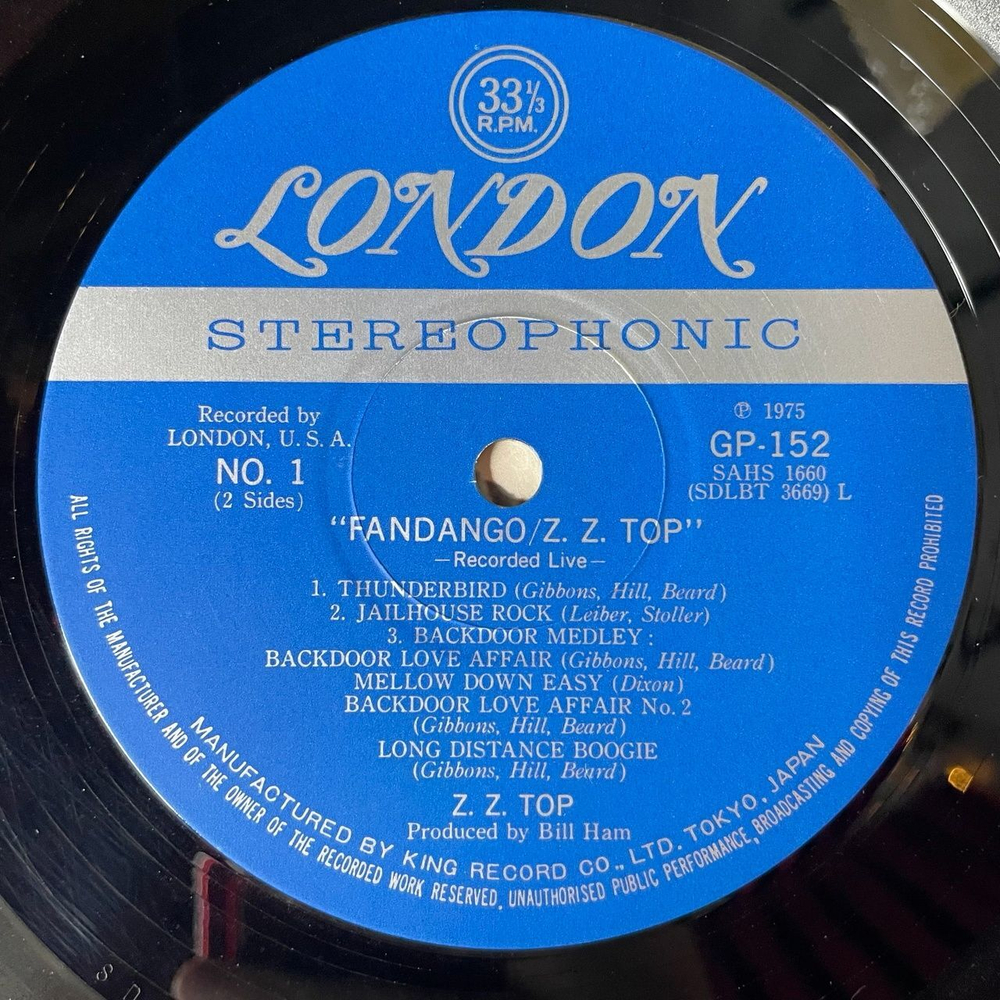Винтажная виниловая пластинка LP ZZ Top Fandango (Japan 1975) (No Obi) Long Distance Boogie