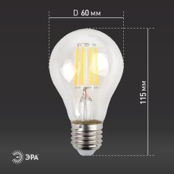 Лампочка светодиодная ЭРА F-LED A60-15W-827-E27 Е27 / Е27 15Вт филамент груша теплый белый свет